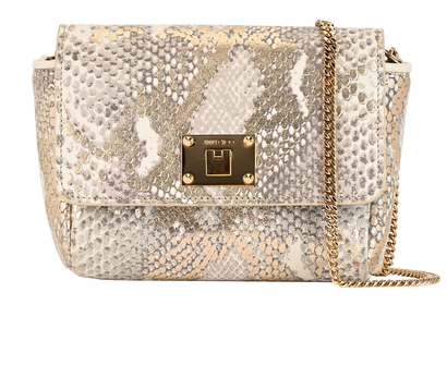 Metallic Snakeskin Printed Ruby, &pound;250, Handbags, Silver/White, Leather, Front view